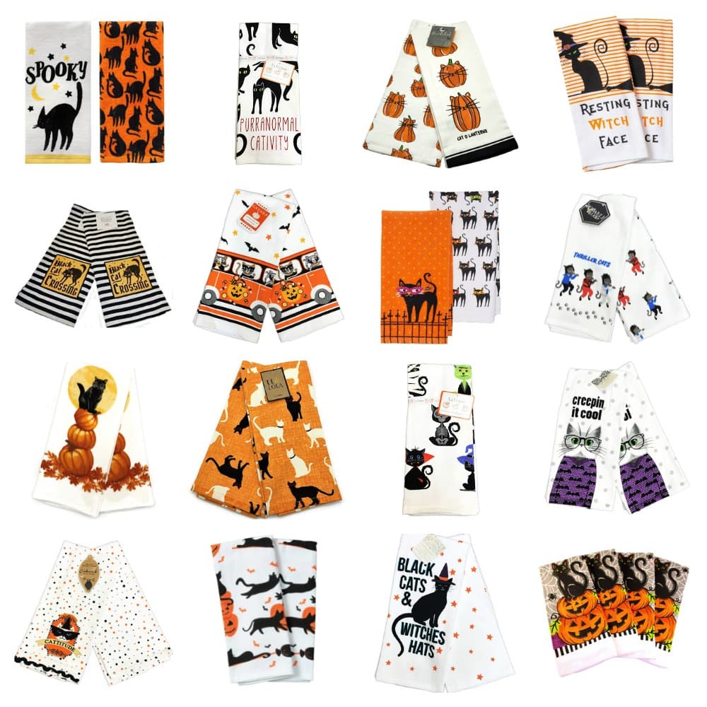 halloween cat kitchen towels feature