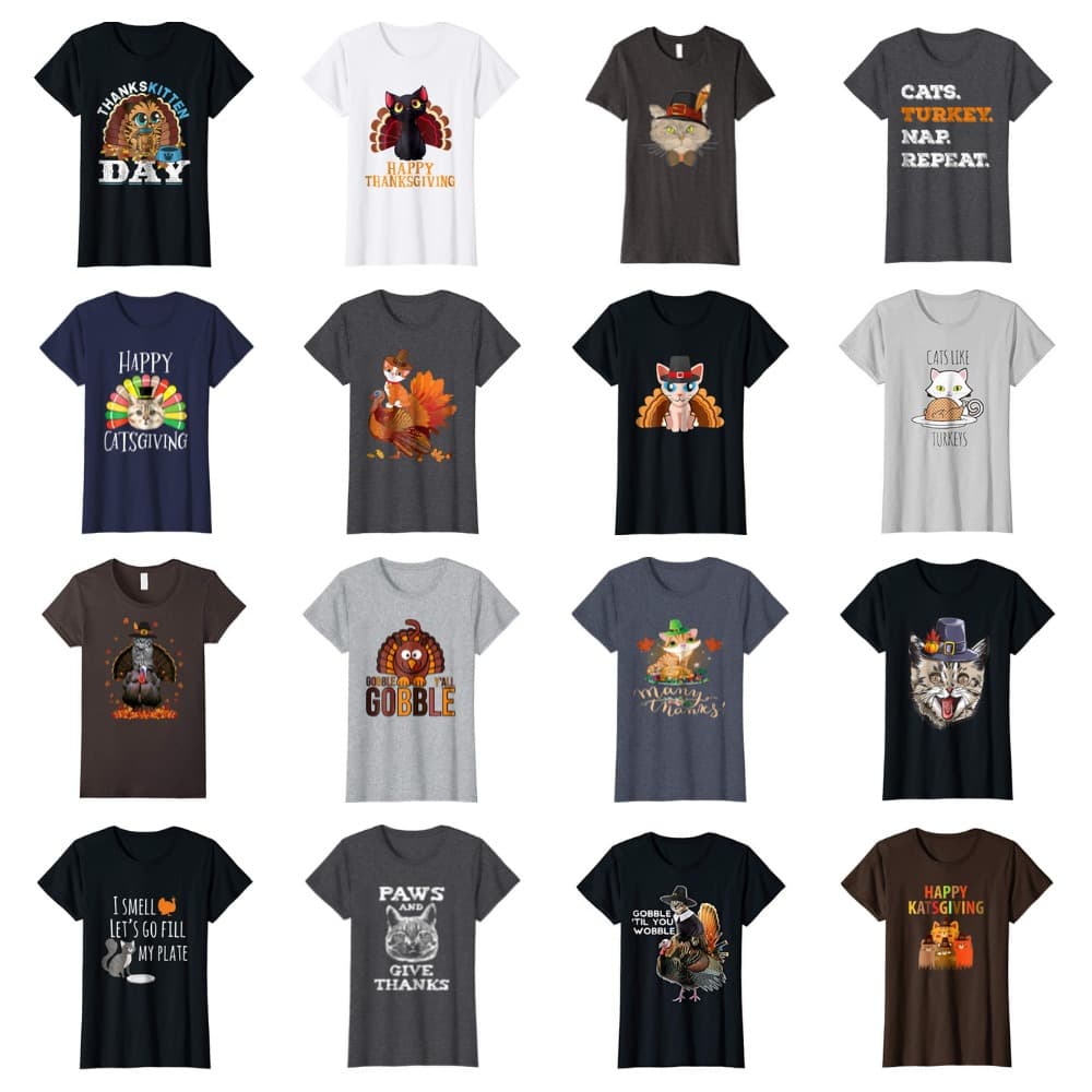purrfect thanksgiving cat tshirts feature