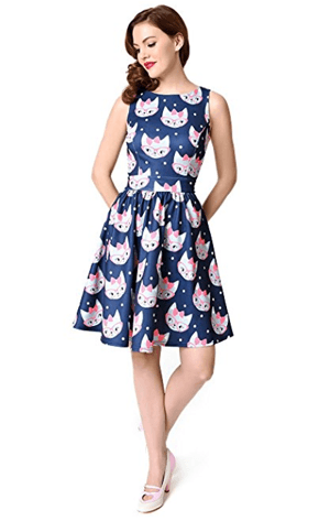 blueretrocatdress