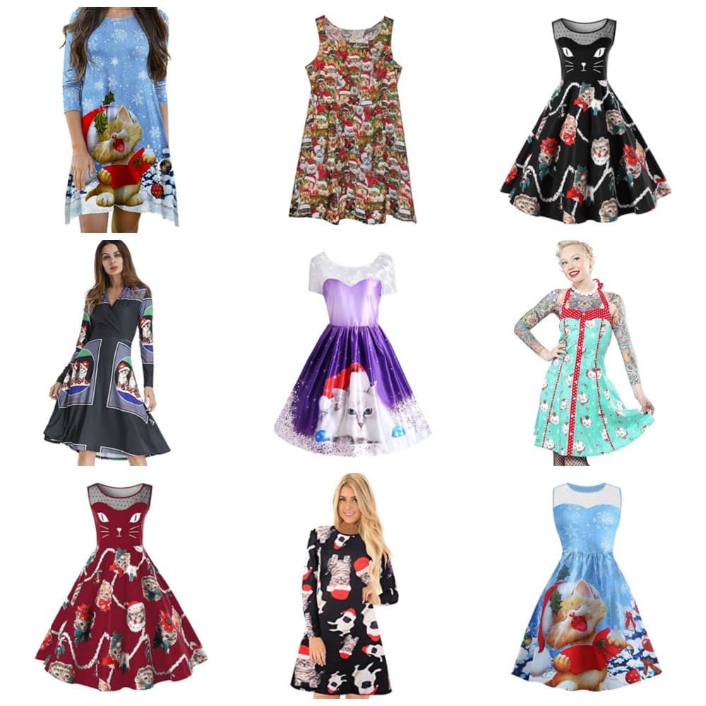 christmas cat dress women feature