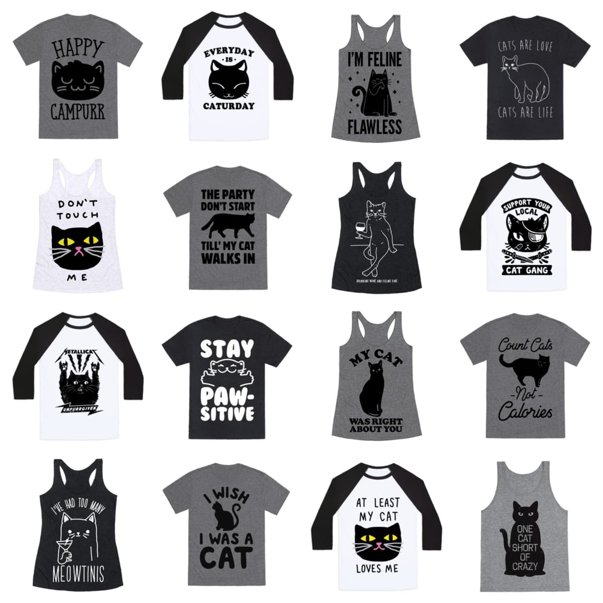 black cat tshirts feature
