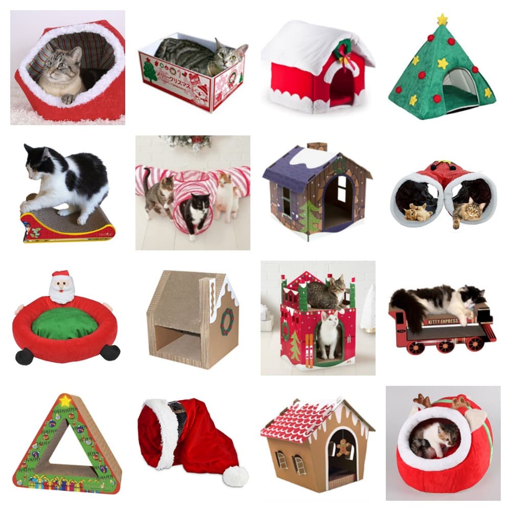 christmas cat houses scratchers tunnels beds caves feature
