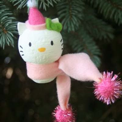 Kitty Kat cork Christmas ornament