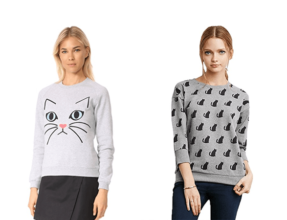gray cat sweatshirts feature