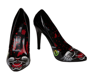 Iron Fist Women's Black Cat Point Heel Pumps Sandals Shoes