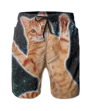 Cat Baby Animals Mens Summer Beach Quick-Dry Surf Swim Trunks Boardshorts Cargo Pants 