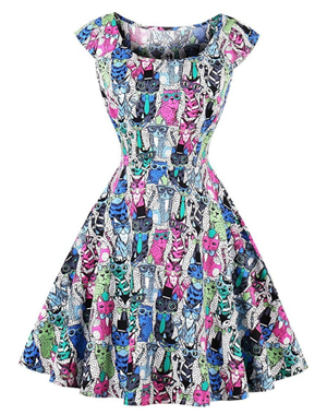 vintage retro cat dresses women