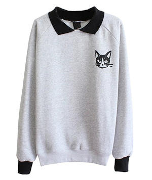 cat gray sweatshirt women