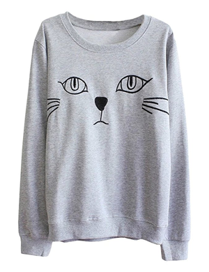 cat gray sweatshirt women