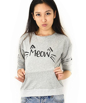 cat gray sweatshirt women