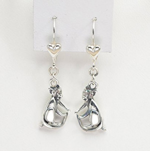 handmade sterling silver cat earrings