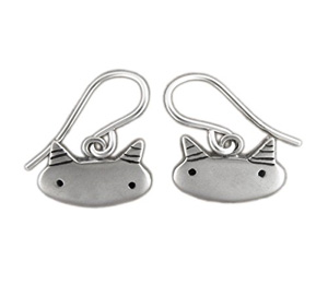 handmade sterling silver cat earrings