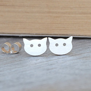 handmade sterling silver cat earrings