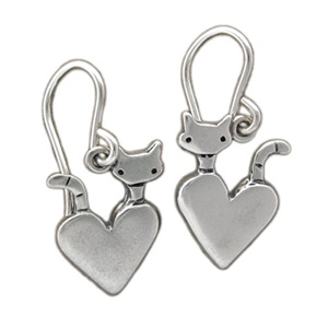 handmade sterling silver cat earrings