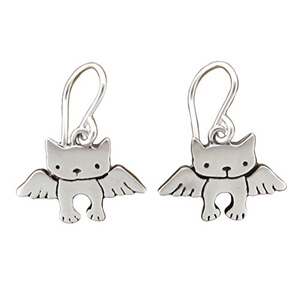 handmade sterling silver cat earrings