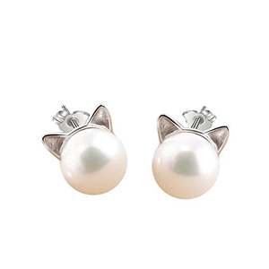 handmade sterling silver cat earrings