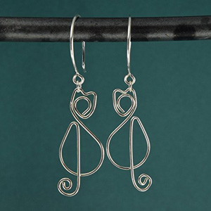handmade sterling silver cat earrings
