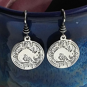 handmade sterling silver cat earrings