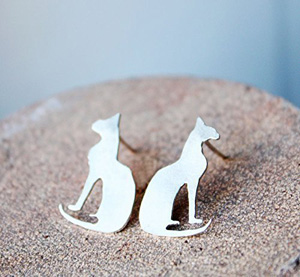 handmade sterling silver cat earrings