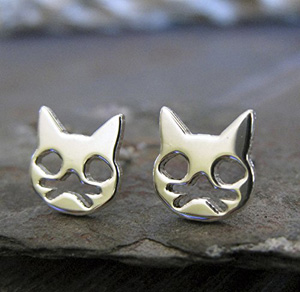 handmade sterling silver cat earrings