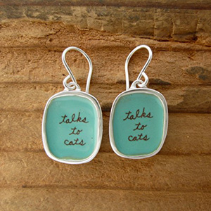 handmade sterling silver cat earrings