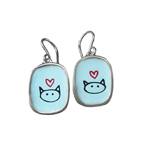 handmade sterling silver cat earrings