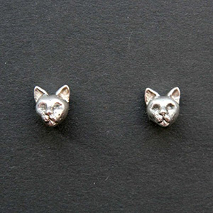 handmade sterling silver cat earrings