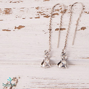 handmade sterling silver cat earrings