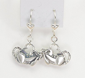 handmade sterling silver cat earrings