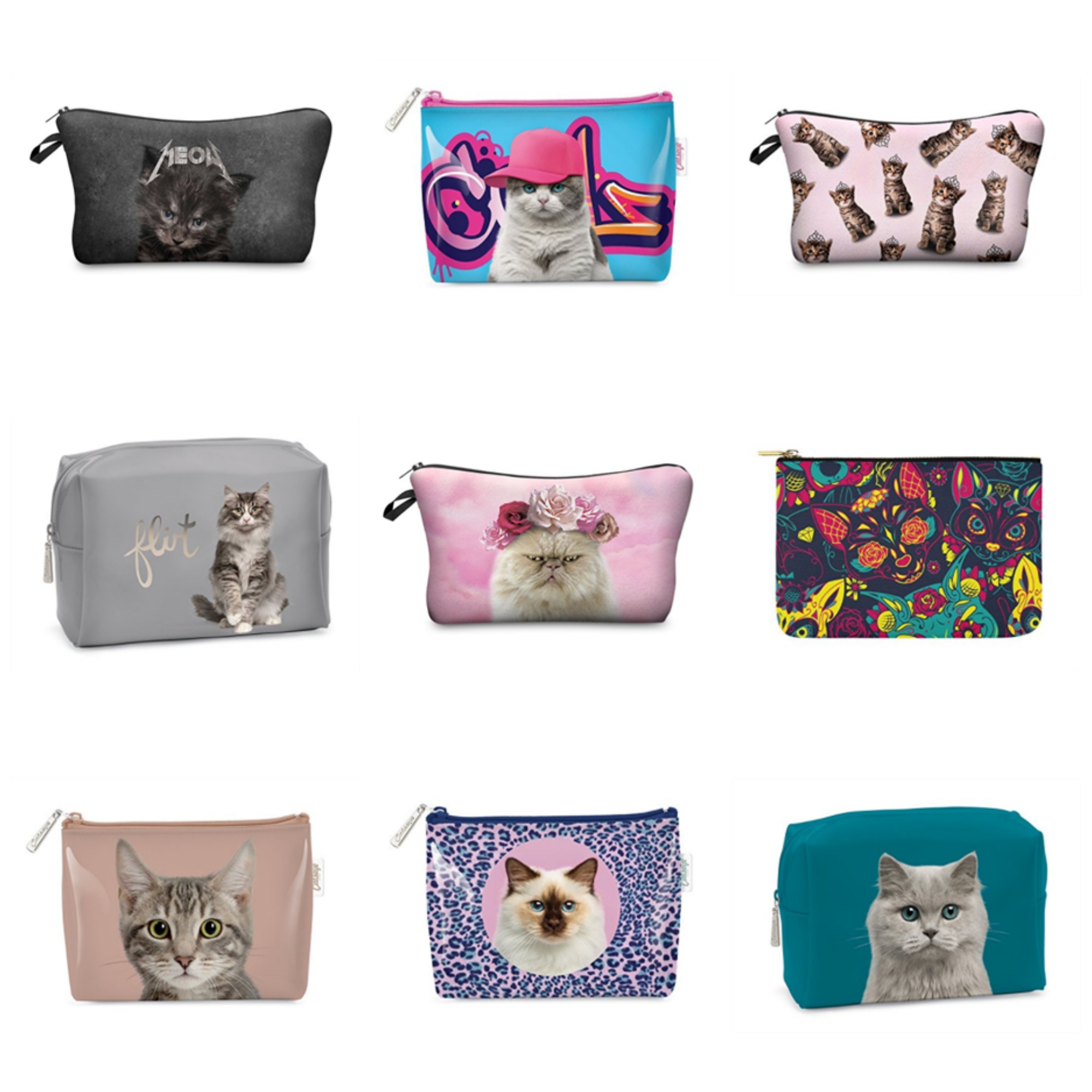 Adorable Stylish Makeup Bags For Cat Meow As Fluff Makeup Bags For Cat Meow