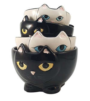 NEW PLASTIC MEOW SET OF 3 MEASURING CUPS CAT THEMED nesting stackable