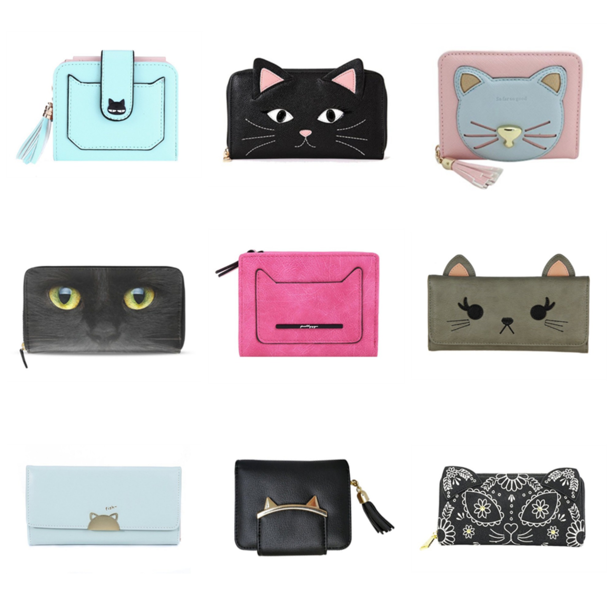 Xiang Ru Funny Cat Face Zipper Case Coin Money Purse Wallet Bag Pouch Handbag 