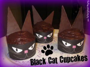 halloween black cat cupcakes