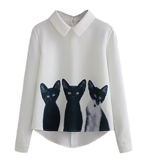 cat blouse button down shirt
