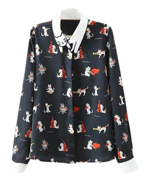 cat blouse button down shirt