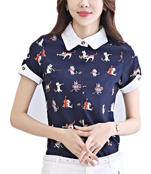 cat blouse button down shirt