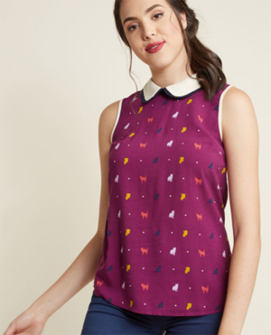 cat blouse button down shirt