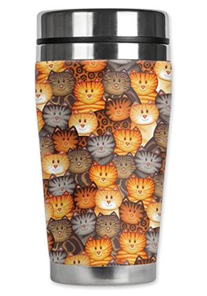 16 oz Mugzie Drunk Kitty Travel Mug with Insulated Wetsuit Cover Black