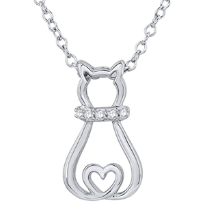 diamond cat pendant necklace