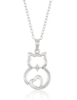 diamond cat pendant necklace