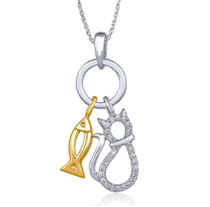 diamond cat pendant necklace