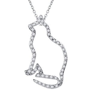 diamond cat pendant necklace