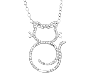 diamond cat pendant necklace