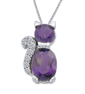 diamond cat pendant necklace