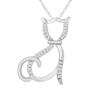 diamond cat pendant necklace