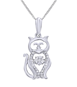 diamond cat pendant necklace