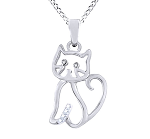diamond cat pendant necklace