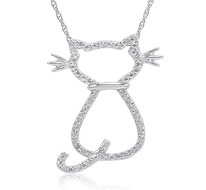 diamond cat pendant necklace