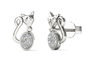 diamond cat earrings