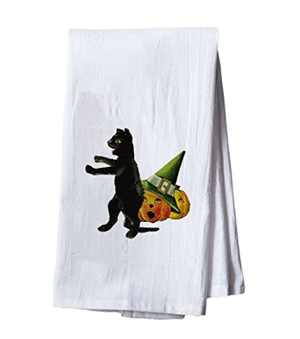 cat halloween dish towels